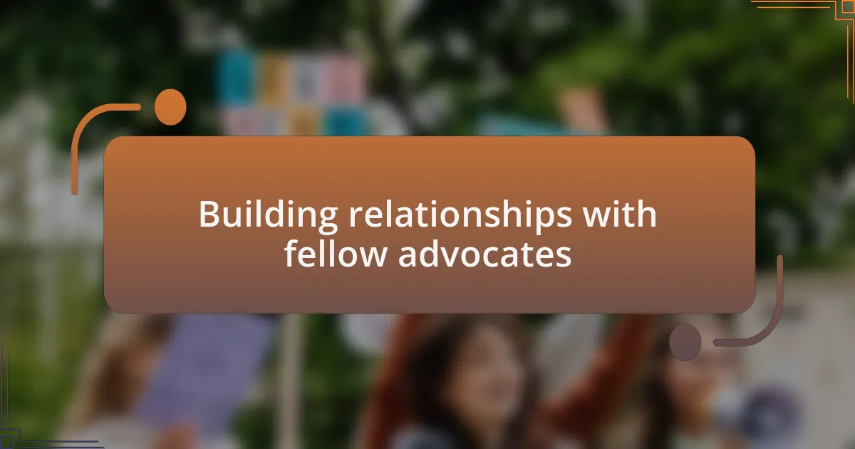 Building relationships with fellow advocates