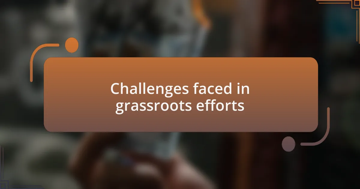 Challenges faced in grassroots efforts