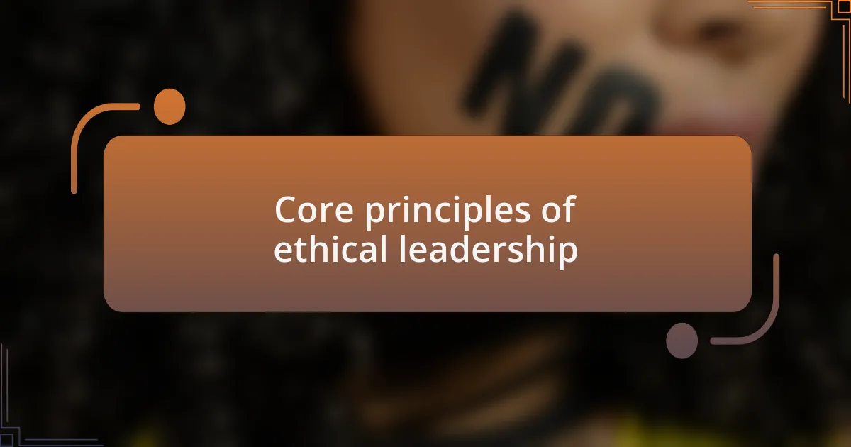Core principles of ethical leadership