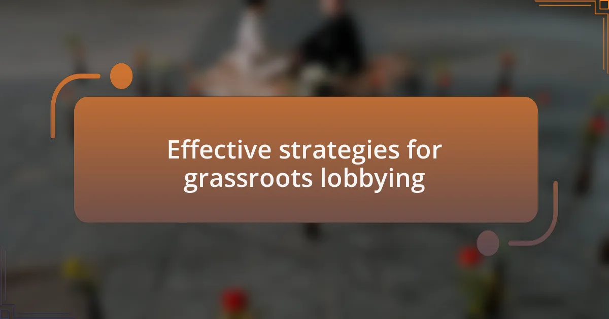 Effective strategies for grassroots lobbying
