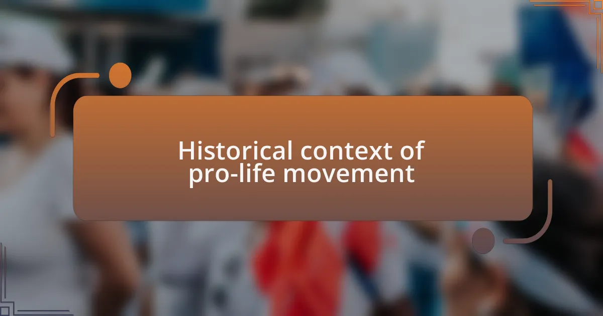 Historical context of pro-life movement