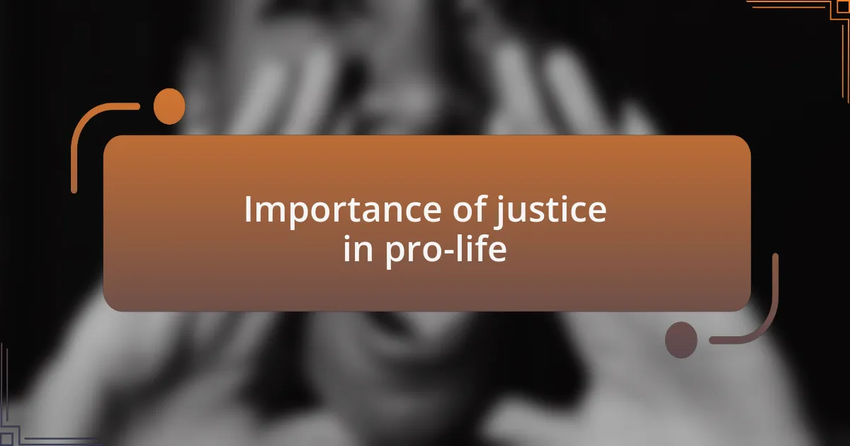 Importance of justice in pro-life