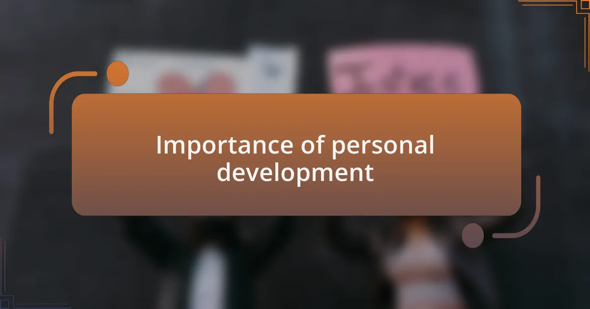 Importance of personal development