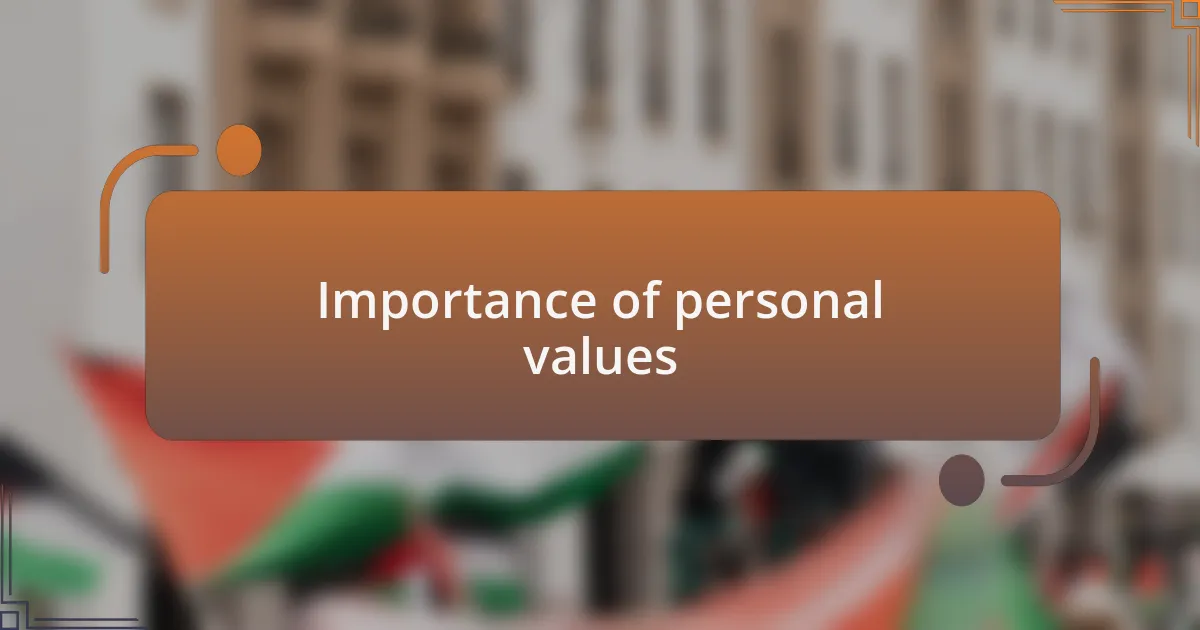 Importance of personal values