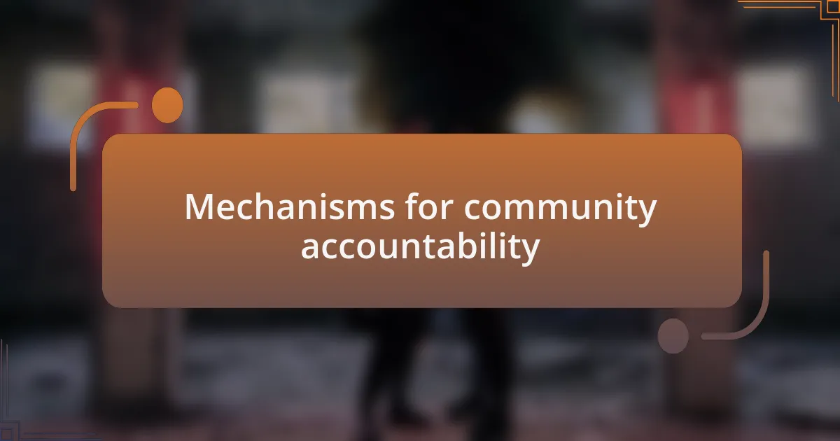 Mechanisms for community accountability