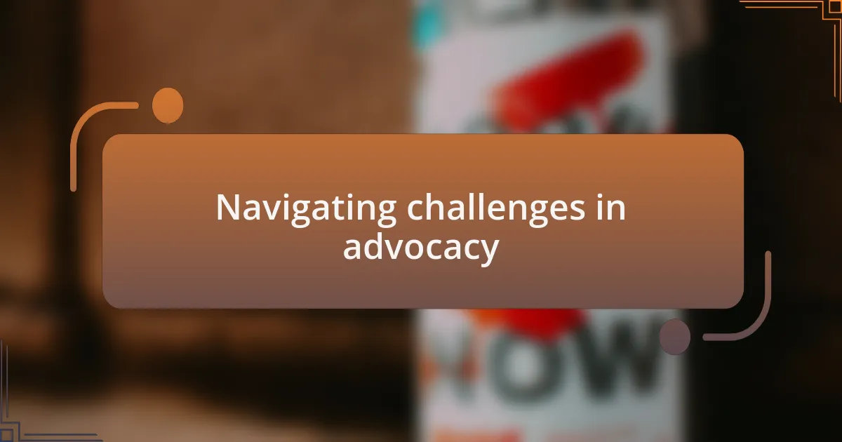 Navigating challenges in advocacy