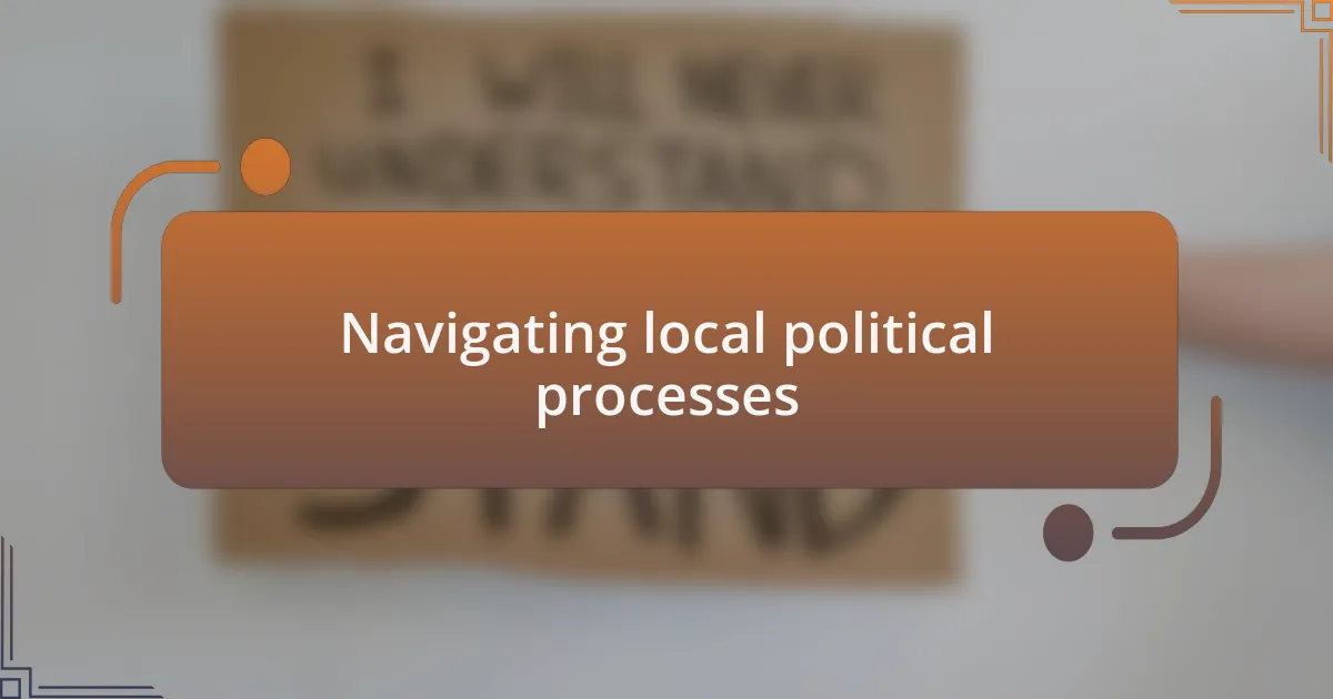 Navigating local political processes