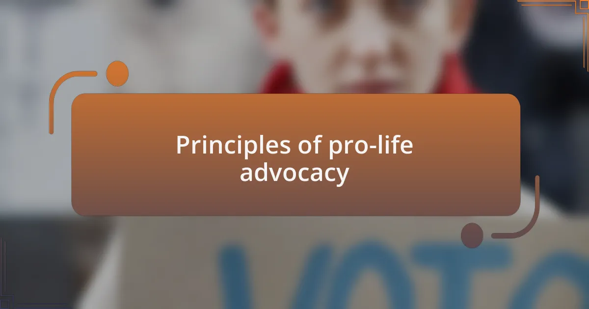 Principles of pro-life advocacy