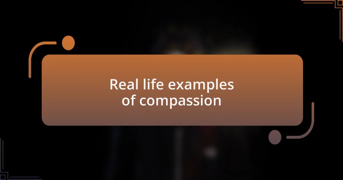 Real life examples of compassion