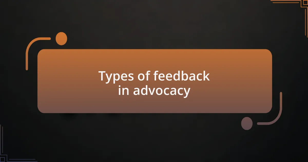 Types of feedback in advocacy