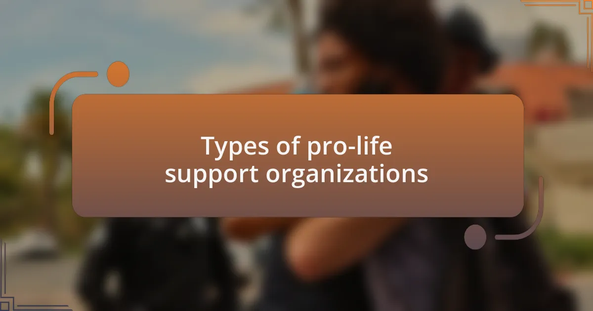 Types of pro-life support organizations
