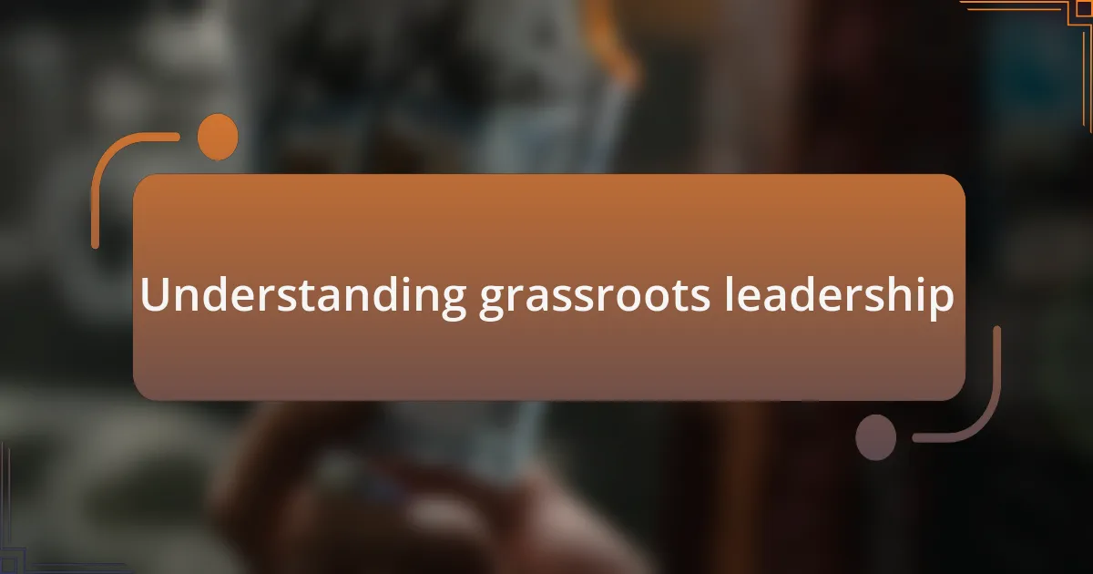 Understanding grassroots leadership
