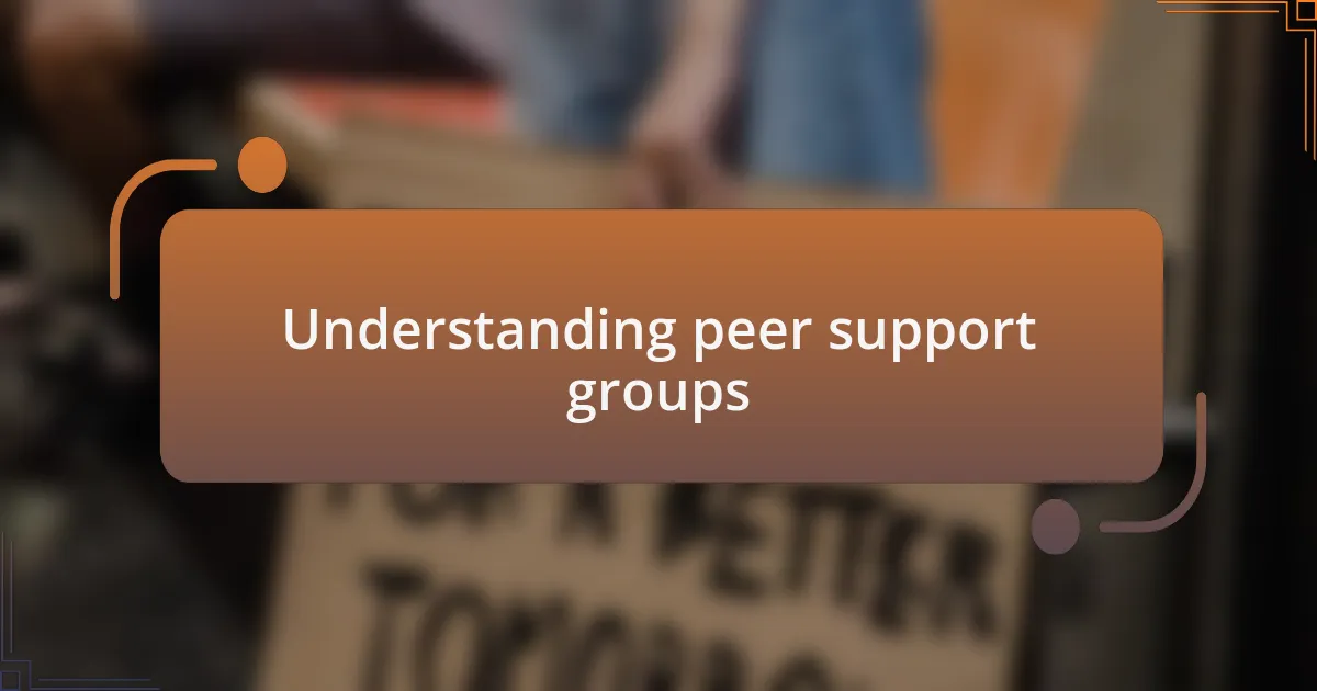 Understanding peer support groups