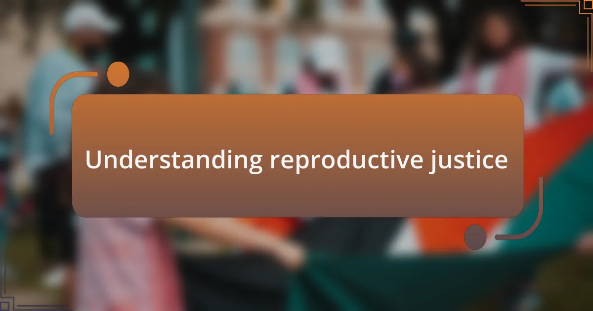 Understanding reproductive justice